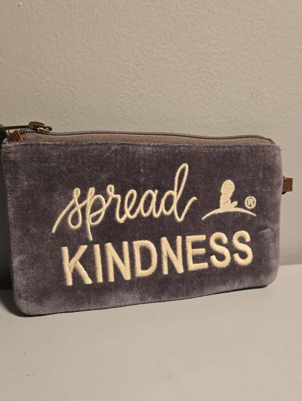 Primitives by Kathy Velvet 'Spread Kindness' Pouch - Gray & Cream